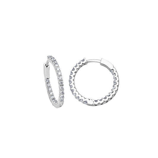 14KT WHITE GOLD DIAMOND HOOP EARRING 0.85CTTW