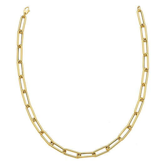 14KT YELLOW GOLD PAPERCLIP NECKLACE 8.5MM 18 INCHES