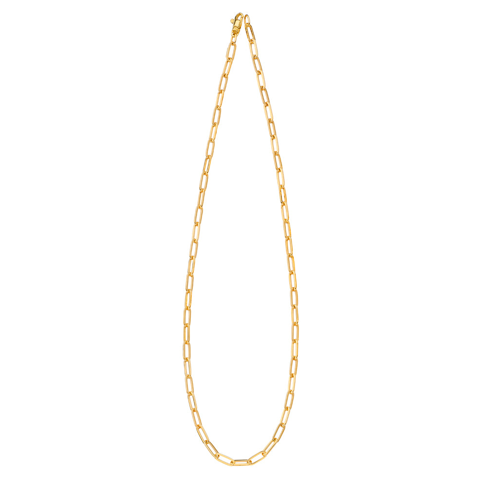 14KT YELLOW GOLD SOLID PAPERCLIP NECKLACE 3.8MM 18 INCHES