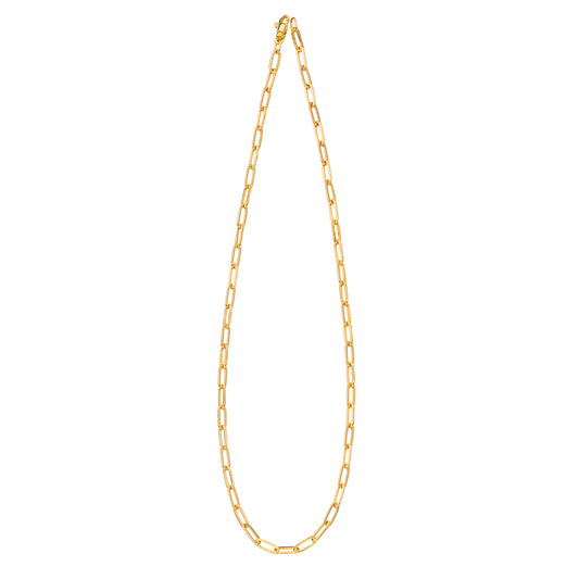 14KT YELLOW GOLD SOLID PAPERCLIP NECKLACE 3.8MM 18 INCHES
