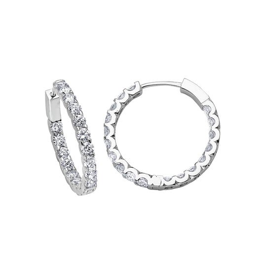 18KT WHITE GOLD DIAMOND HOOP EARRINGS 4.50CTTW
