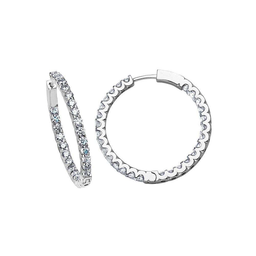 18KT YELLOW GOLD DIAMOND HOOP EARRINGS 3.05CTTW