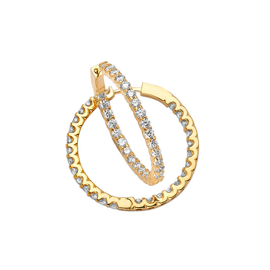 18KT YELLOW GOLD DIAMOND HOOP EARRINGS 3.05CTTW