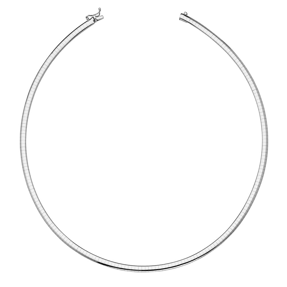18KT WHITE GOLD DOMED OMEGA 4.0MM 18 INCHES