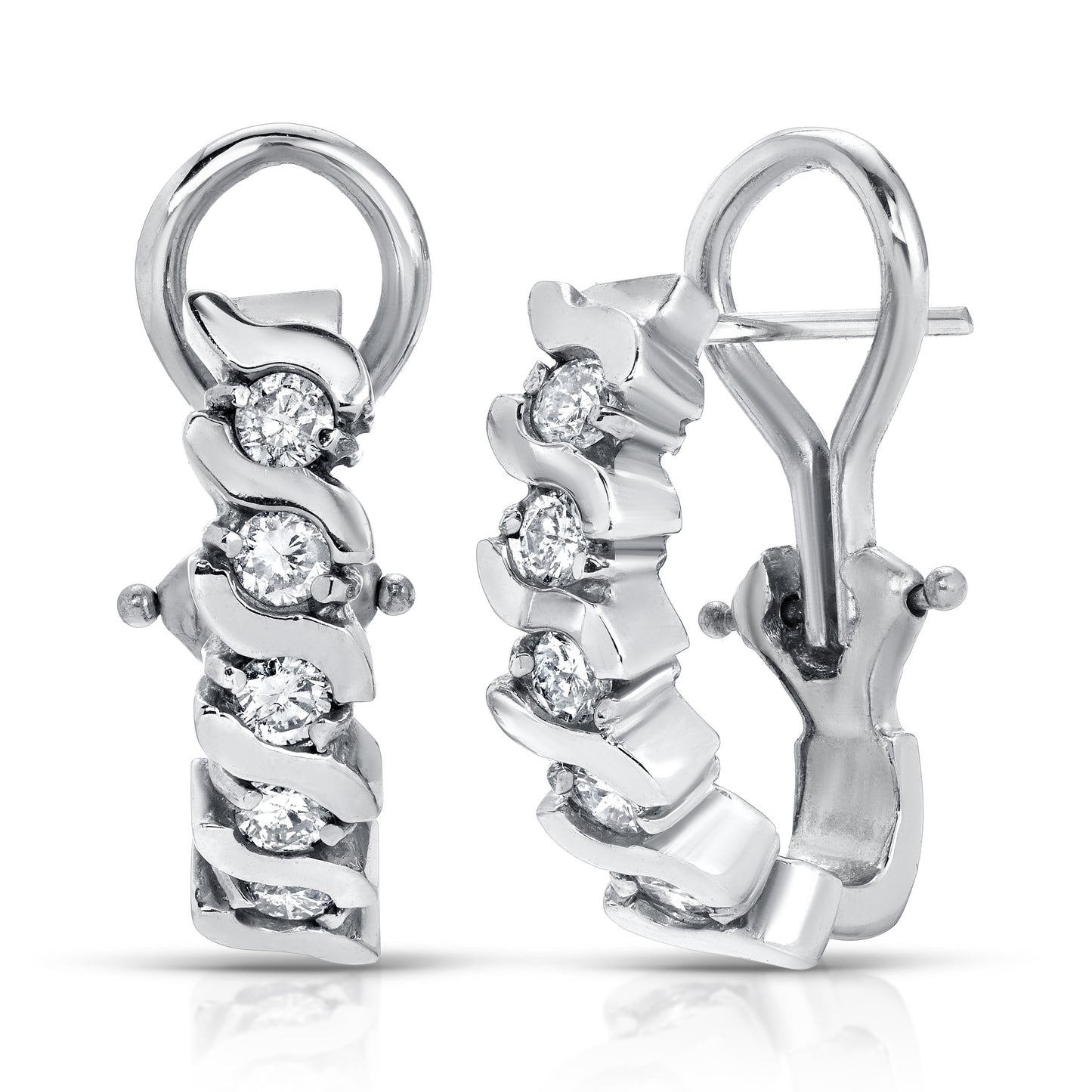14KT Gold 0.60ct Round Diamond Hoop Earrings