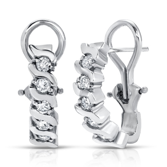 14KT Gold 0.60ct Round Diamond Hoop Earrings