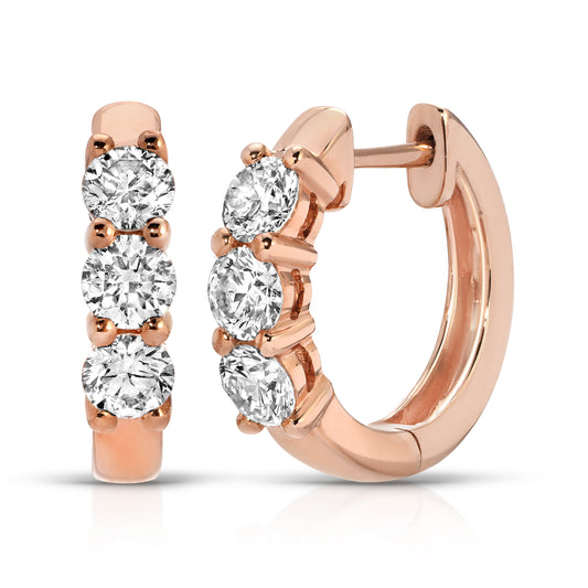 14KT Rose Gold 0.97ct Diamond Hoop Earrings