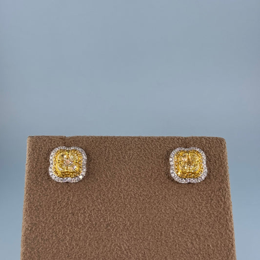 18KT Two-Tone Gold Yellow and White Diamond Earrings