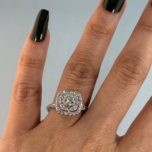 14KT Gold Double Halo Diamond Engagement Ring