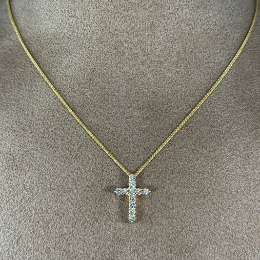 14KT Gold Diamond Cross Pendant Necklace