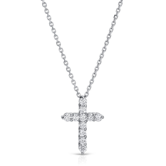 14KT Cross Pendant Necklace set with 0.73ct Diamonds