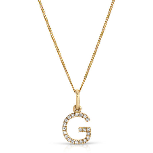 14KT Gold "G" Diamond Initial Pendant