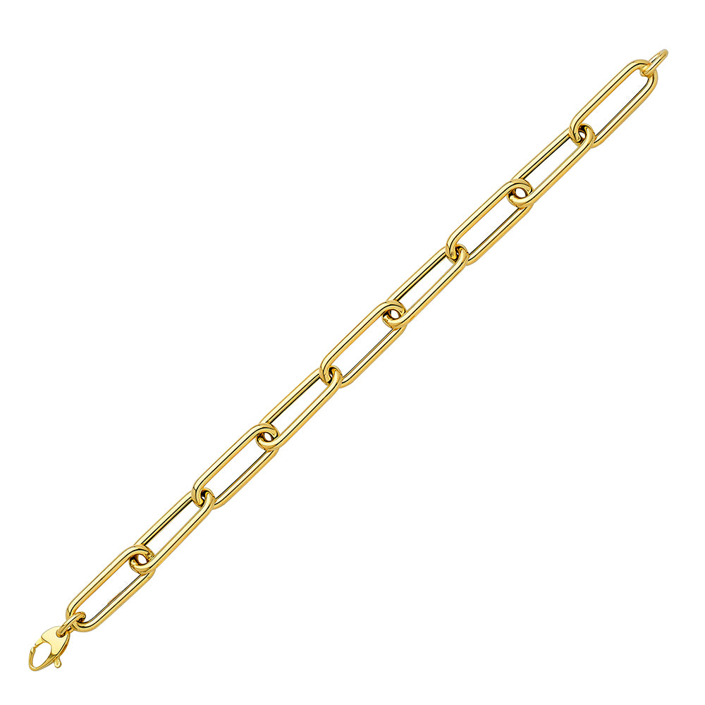 14KT YELLOW GOLD PAPERCLIP BRACELET 8.5MM 8 INCHES