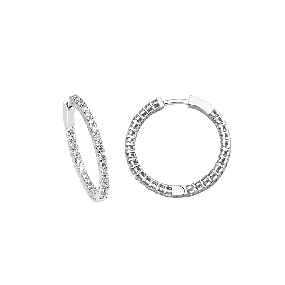 14KT WHITE GOLD DIAMOND HOOP EARRING 1.00CTTW