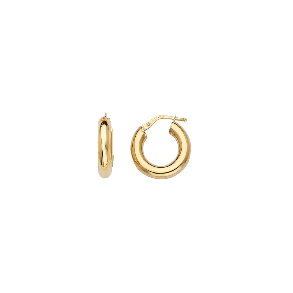 14KT YELLOW GOLD HOOPS 4MM TUBE 10MM INSIDE DIAMETER