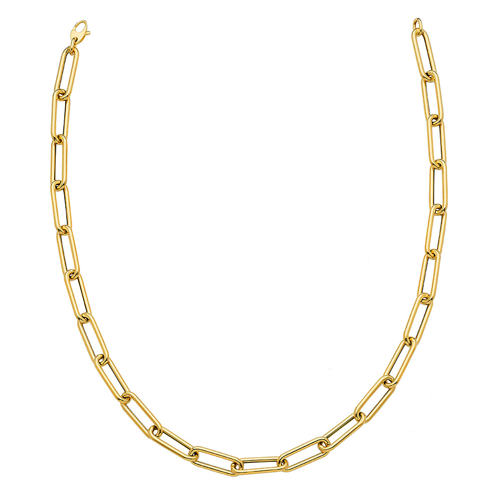 14KT YELLOW GOLD PAPERCLIP NECKLACE 8.5MM 18 INCHES