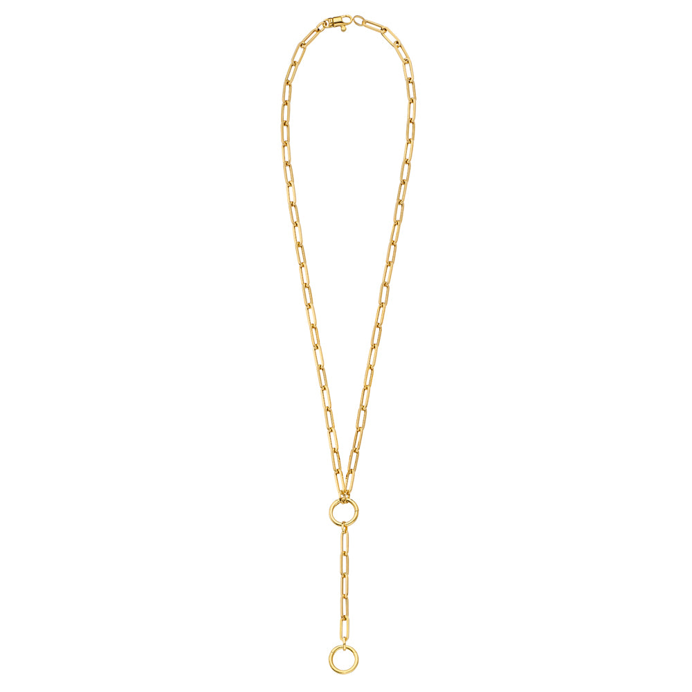 14KT YELLOW GOLD PAPERCLIP 4.0MM WITH 2.5 INCH HANGING LARIAT DETACHABLE