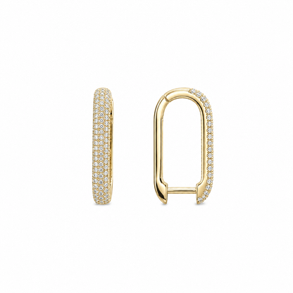 Side view of 14K yellow gold pavé paperclip earrings with 0.29 CTW natural diamonds