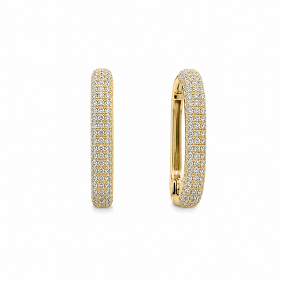 14K yellow gold paperclip earrings pavé set with 132 natural diamonds totaling 0.29 carats