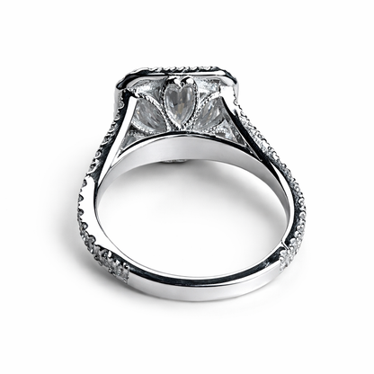 Elongated Cushion Halo Lab Diamond Engagement Ring