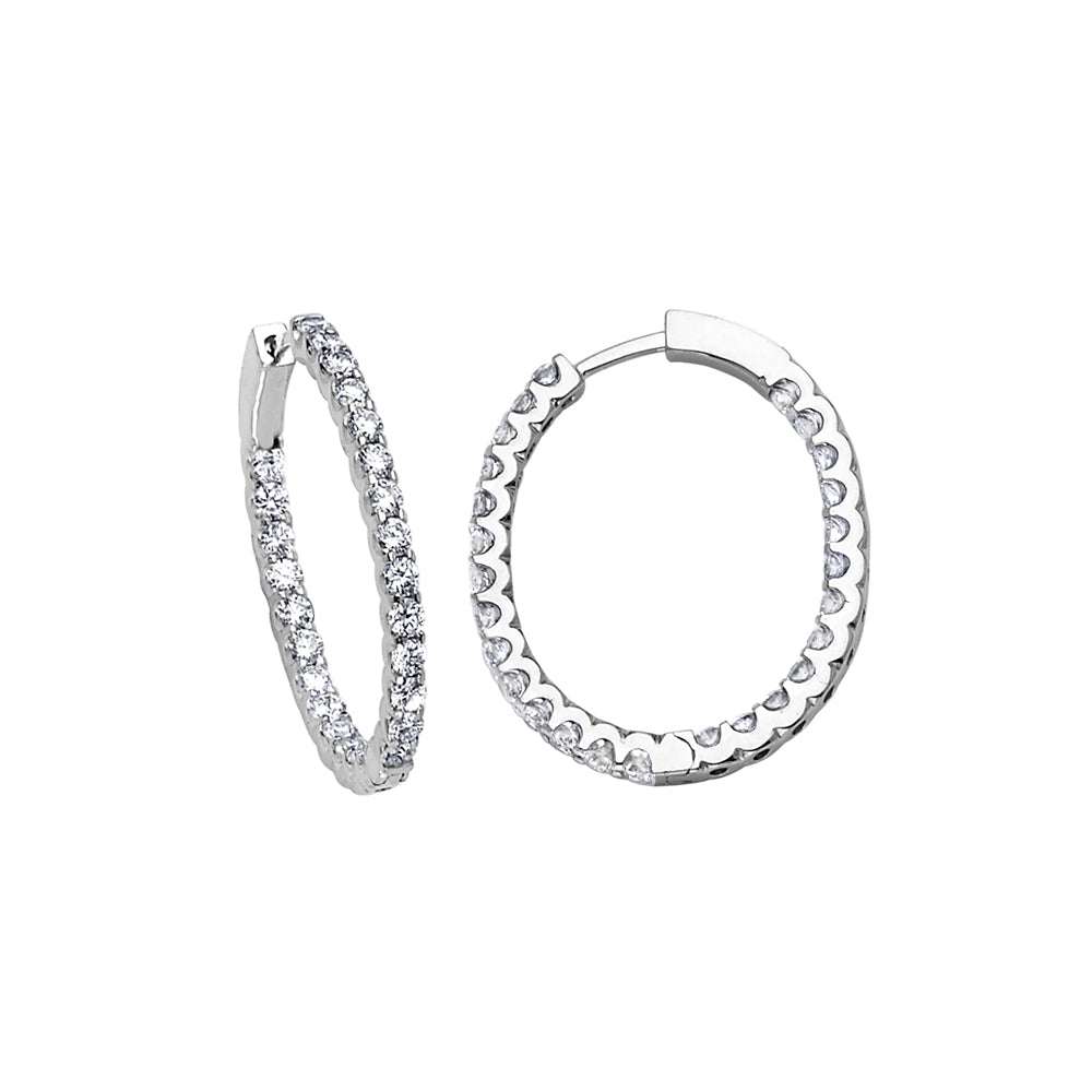 18KT WHITE GOLD DIAMOND HOOP EARRINGS 2.00CTTW