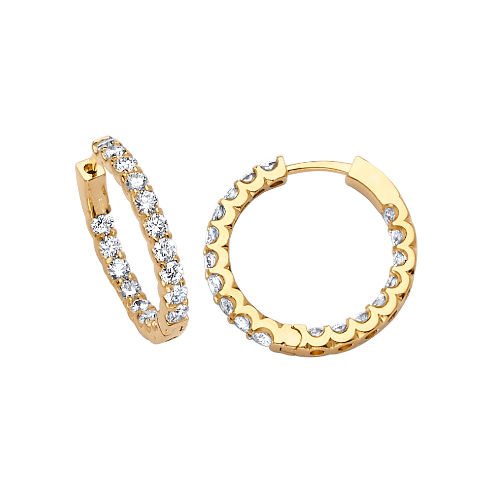 18KT YELLOW GOLD DIAMOND HOOP EARRINGS 2.10CTTW