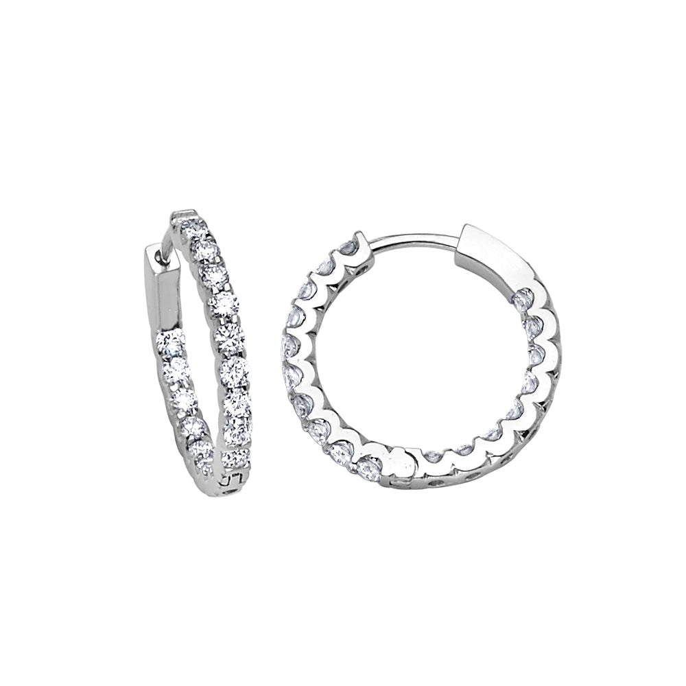 18KT WHITE GOLD DIAMOND HOOP EARRINGS 1.50CTTW