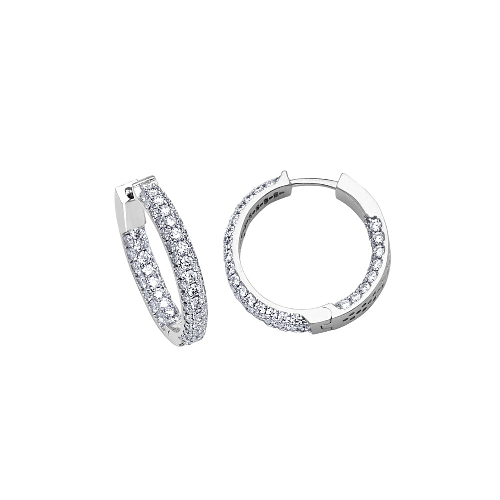 18KT WHITE GOLD DIAMOND HOOP EARRINGS 2.55CTTW