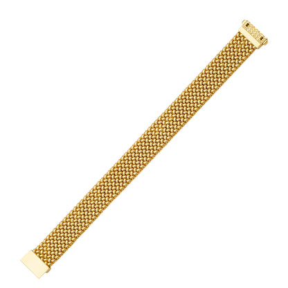 18KT YELLOW GOLD MESH FLAT 15.0MM 18 INCHES