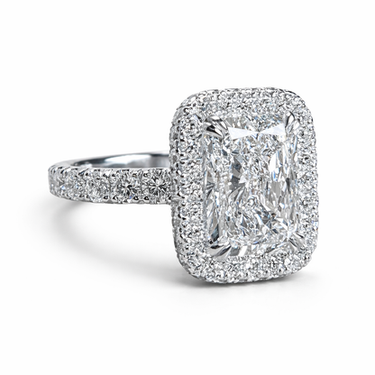 Elongated Cushion Halo Lab Diamond Engagement Ring