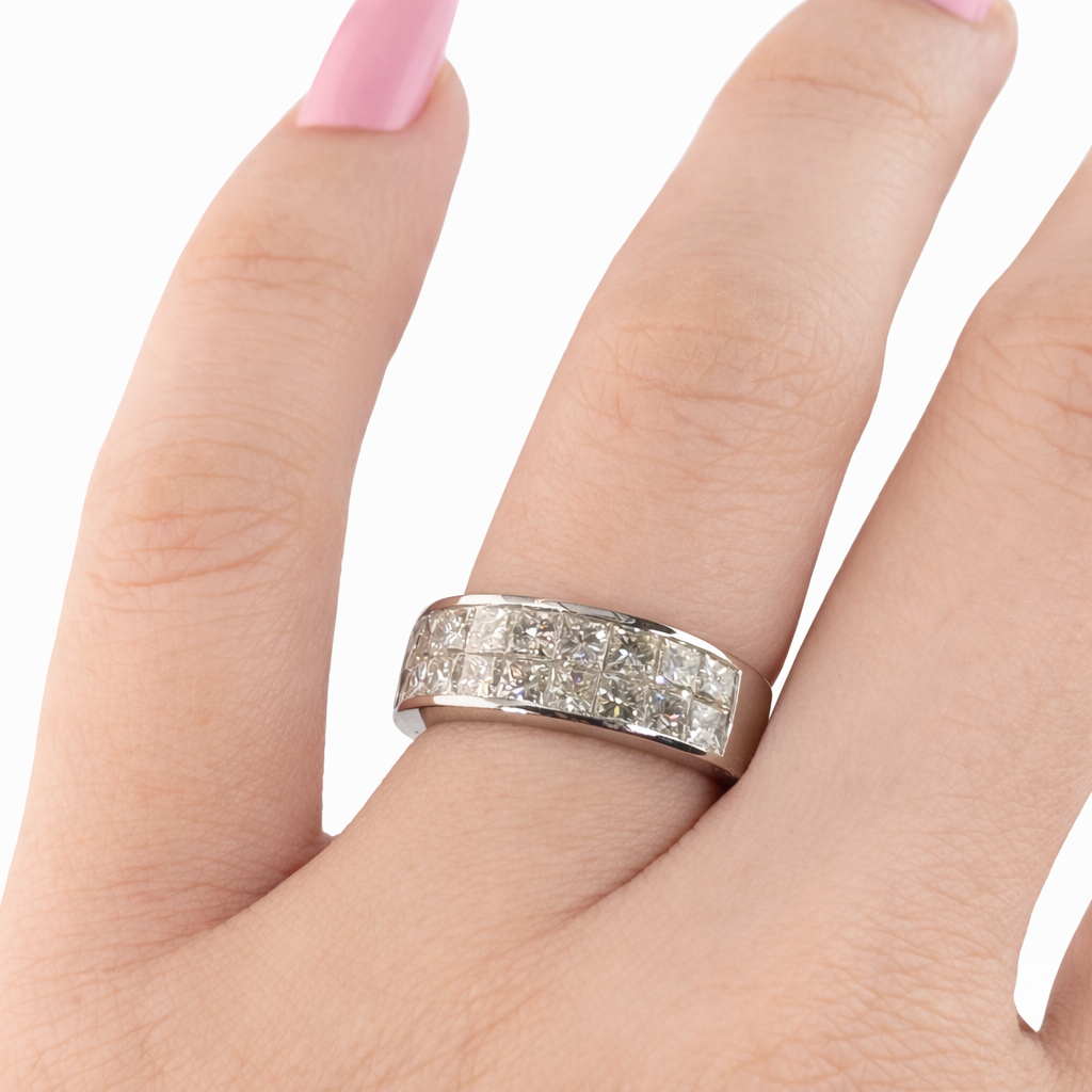 18KT Gold Princess Cut Diamond Band