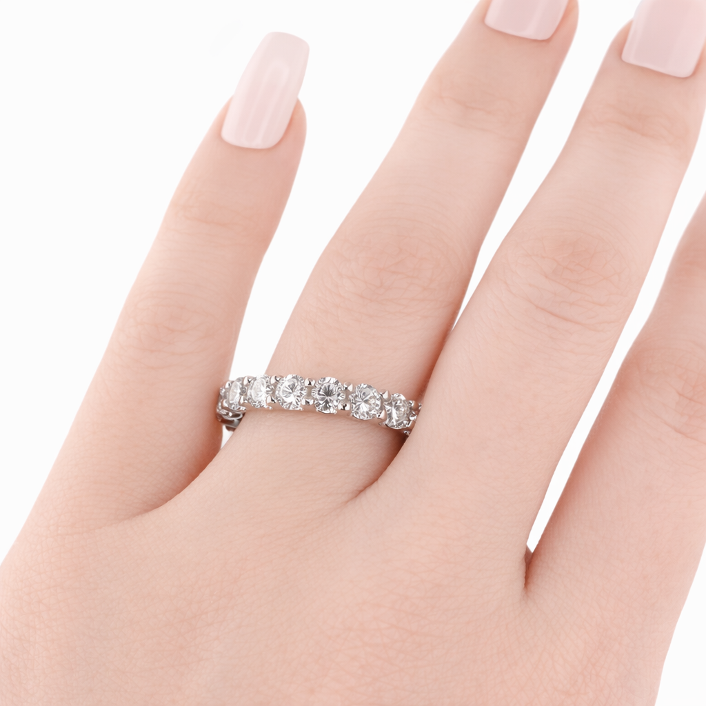 14KT Gold Round Lab Diamond Eternity Ring