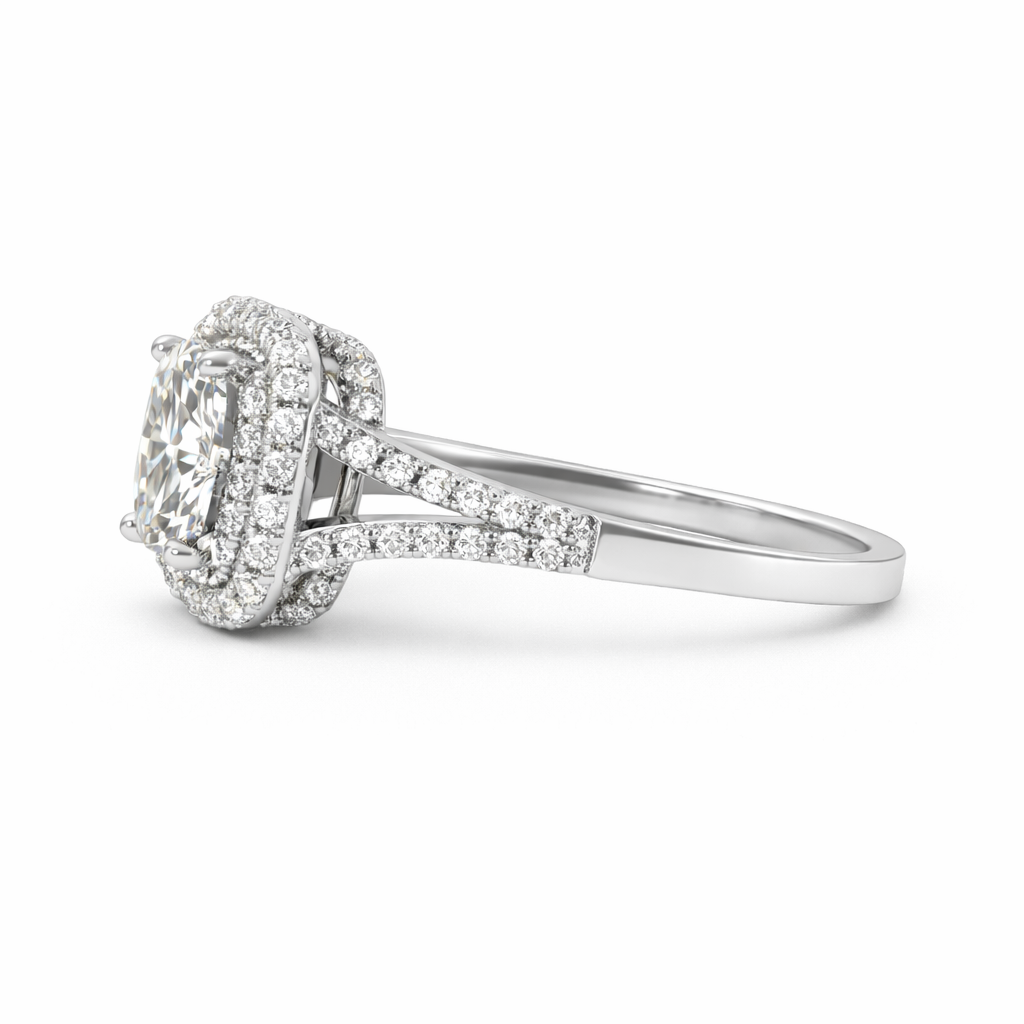 14KT Gold Double Halo Diamond Engagement Ring