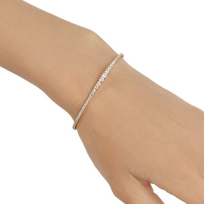 14KT Gold 2.10cts Graduate Set Lab Diamonds Bangle