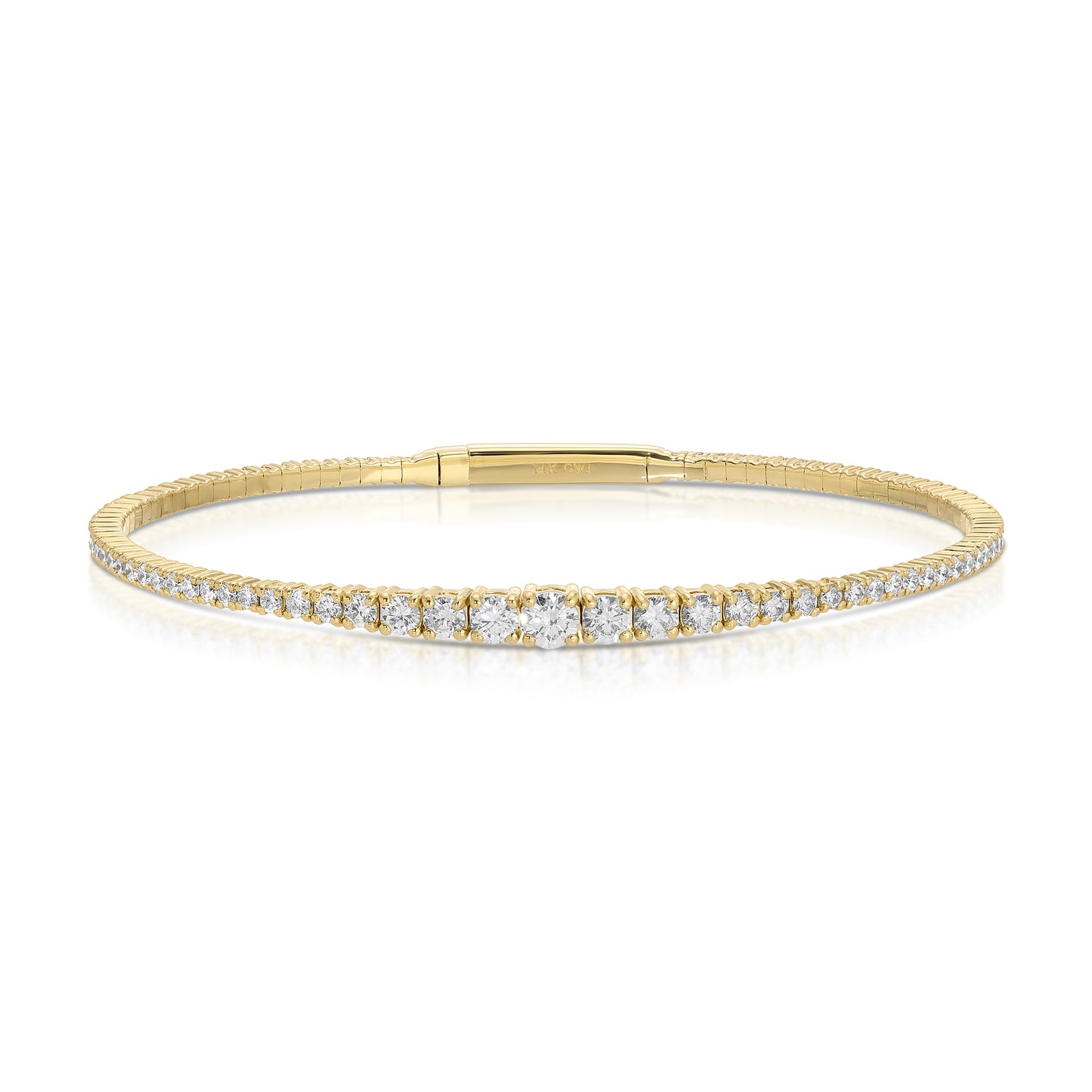 14KT Gold 2.10cts Graduate Set Lab Diamonds Bangle