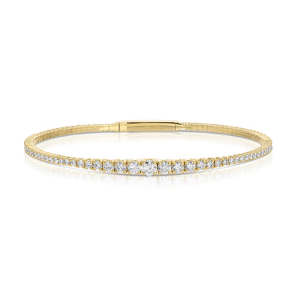 14KT Gold 2.10cts Graduate Set Lab Diamonds Bangle