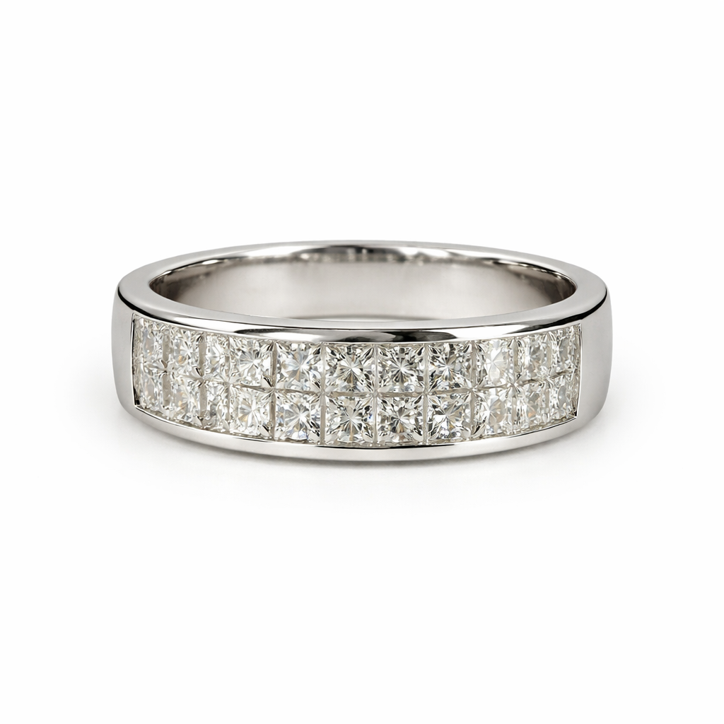 18KT Gold Princess Cut Diamond Band