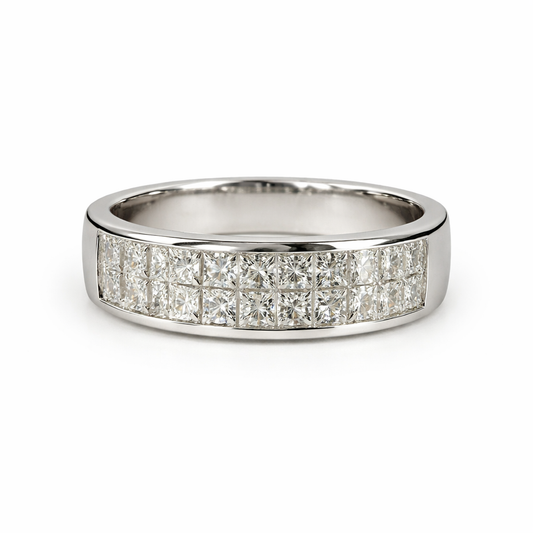 18KT Gold Princess Cut Diamond Band