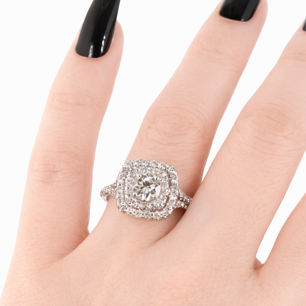 14KT Gold Double Halo Diamond Engagement Ring