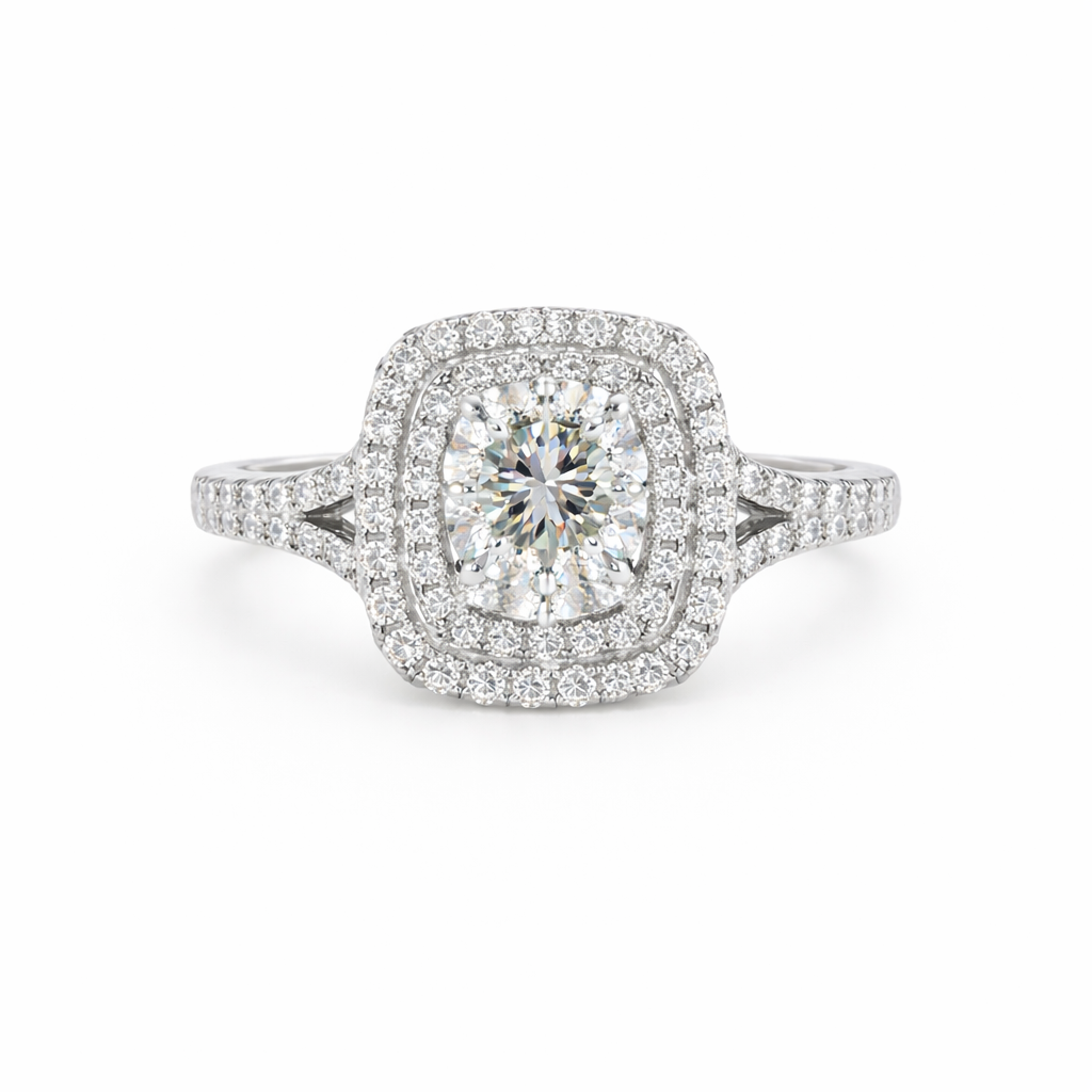 14KT Gold Double Halo Diamond Engagement Ring