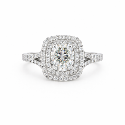 14KT Gold Double Halo Diamond Engagement Ring