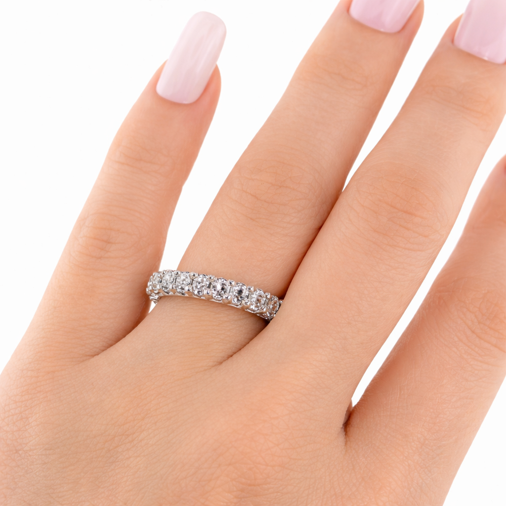 14KT Gold Round Lab Diamond Eternity Ring