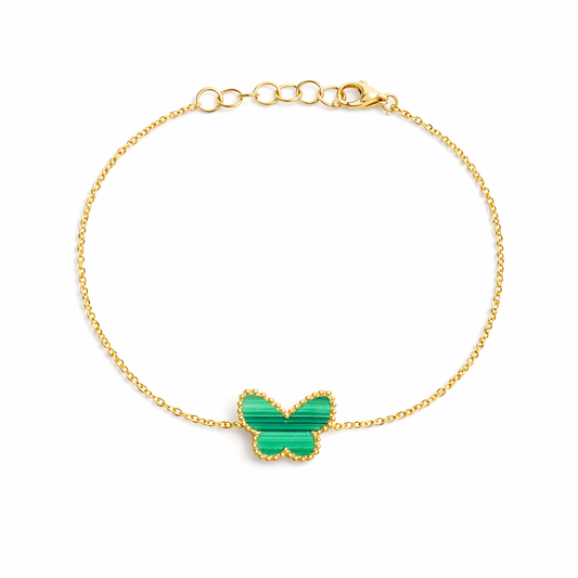14KT Gold Green Butterfly Bracelet