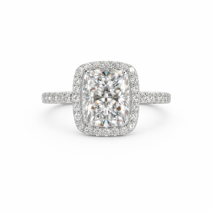 14KT Gold 4cts Halo Cushion Lab Diamond Center Stone Engagement Ring