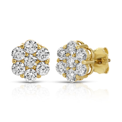 14KT Yellow Gold 1.62ct Round Diamond Earrings Invisible