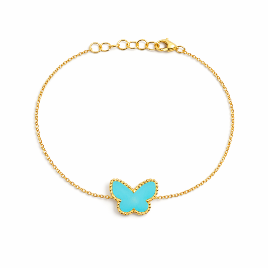 14KT Gold Turquoise Butterfly Bracelet