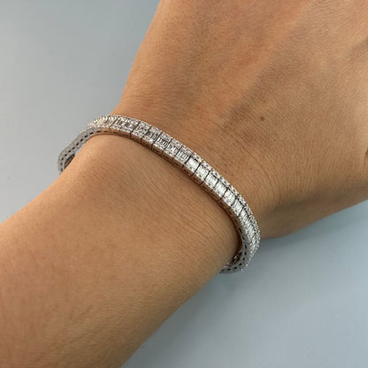 14KT White Gold Baguette and Round Diamond Bracelet