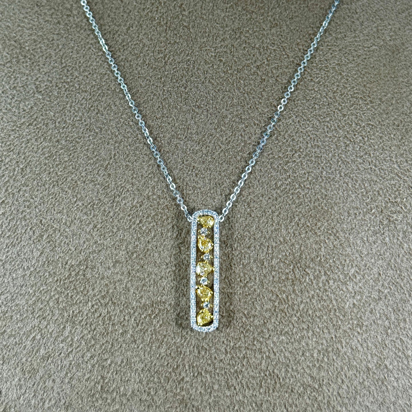 18KT Two Tone Yellow and White Diamonds Necklace