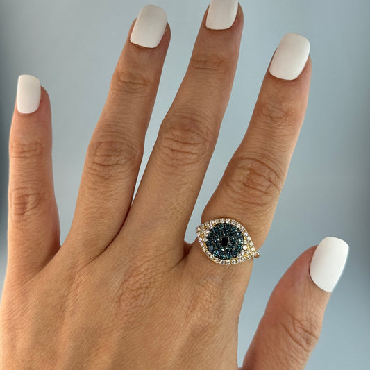 14KT Evil Eye Diamond Ring