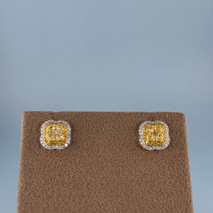 18KT Two-Tone Gold Yellow and White Diamond Earrings